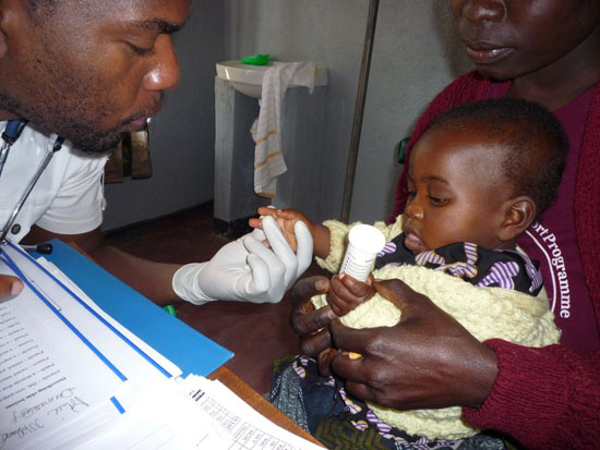 A child receives treatment at a clinic in Malawi. Photo courtesy of Doctor without Borders
