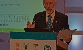Dennis Garrity speaks at WCA2014 in Delhi, India. Photo by Daniel Kapsoot/ICRAF